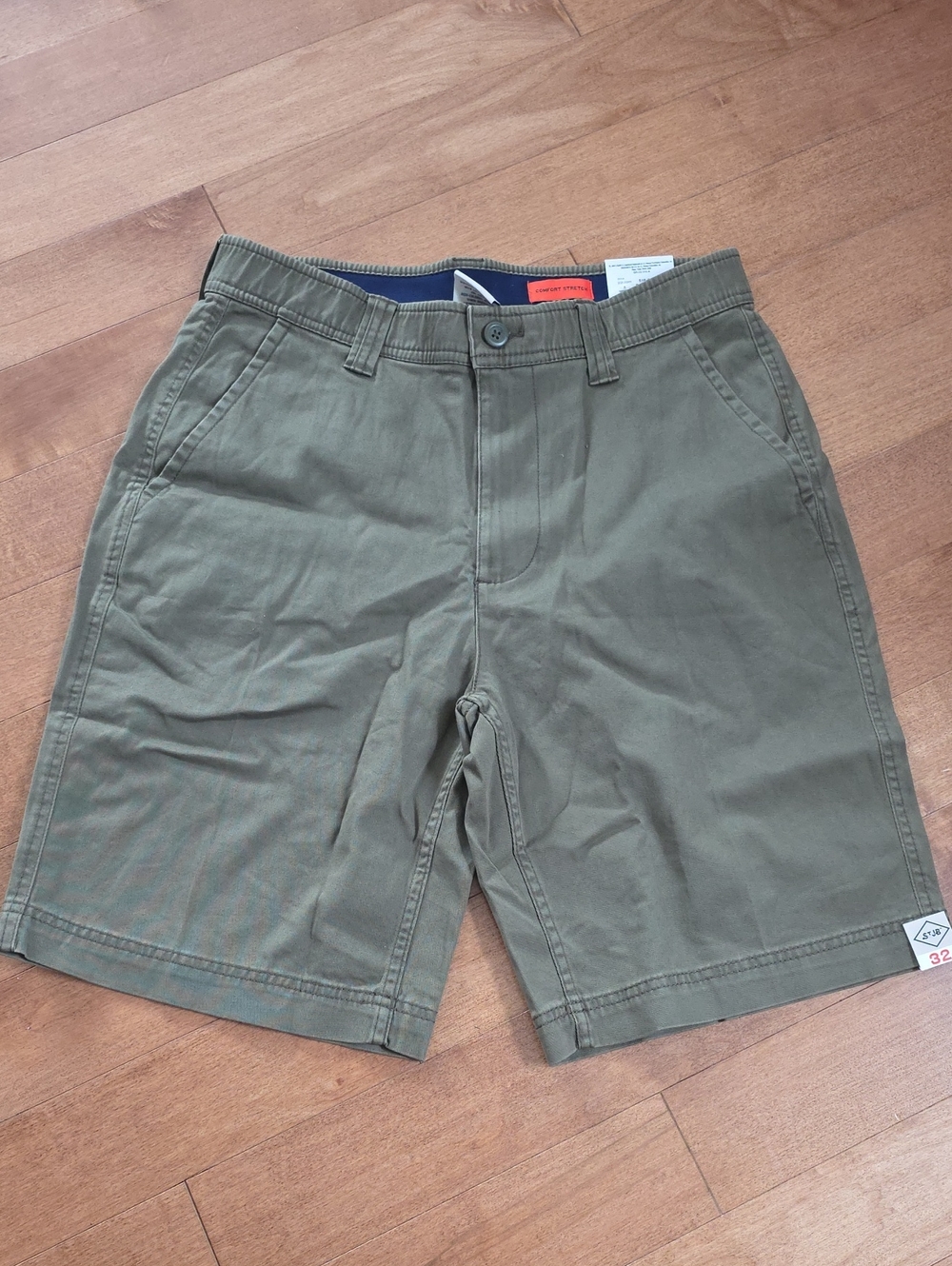 St. John's Bay Olive Green Flat-Front Men's Shorts - Size 32